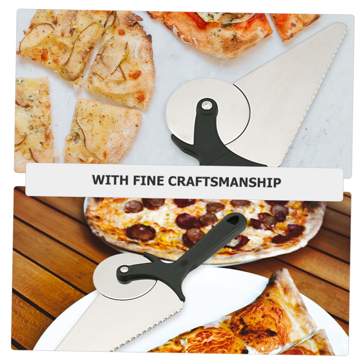 Cortador de Pizza 2 Piezas con Rueda de Acero Inoxidable