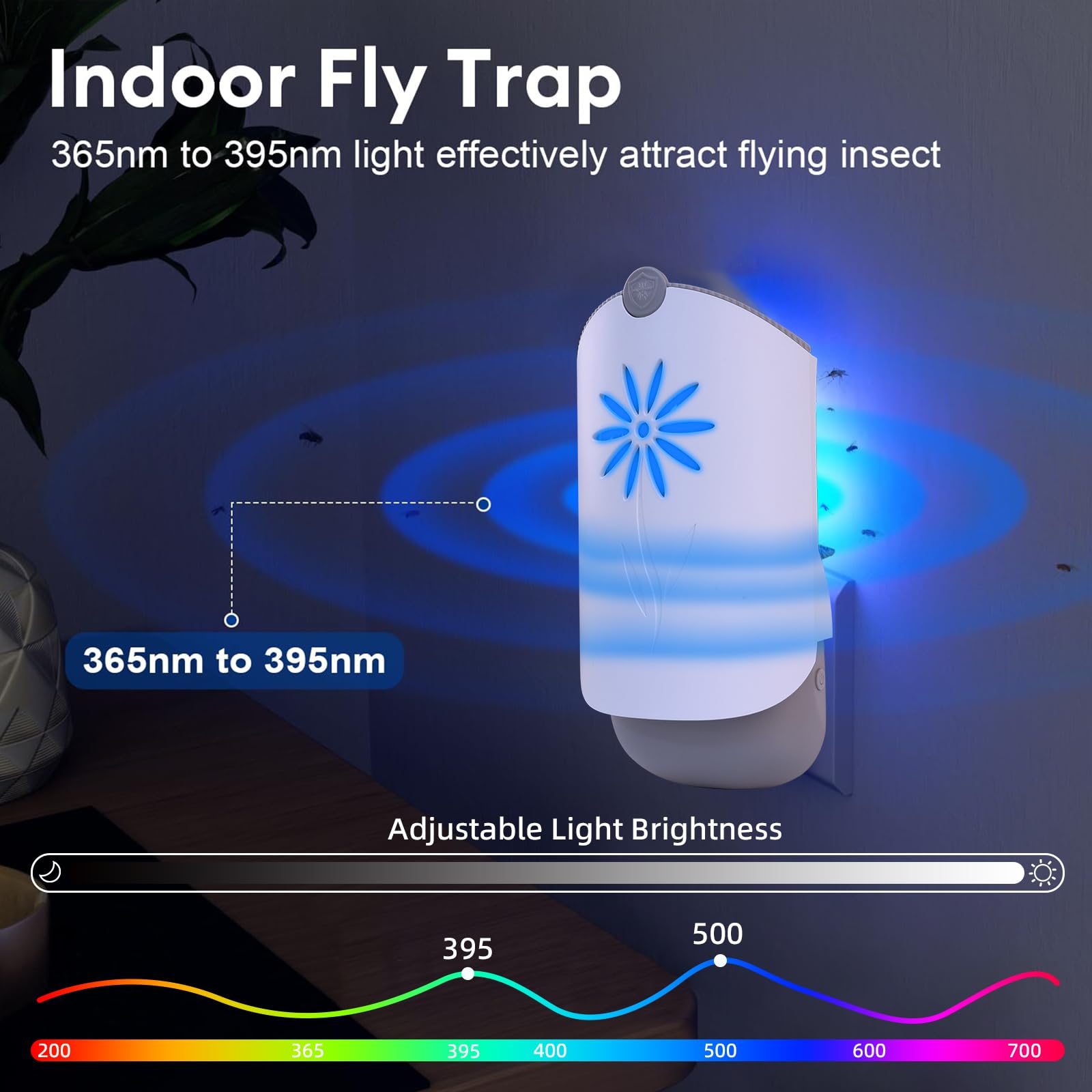 2 trampas para insectos voladores para interiores, atrapamoscas enchufables para mosquitos, captura moscas de la fruta, mosquitos y mosquitos, trampas para mosquitos para casa interior