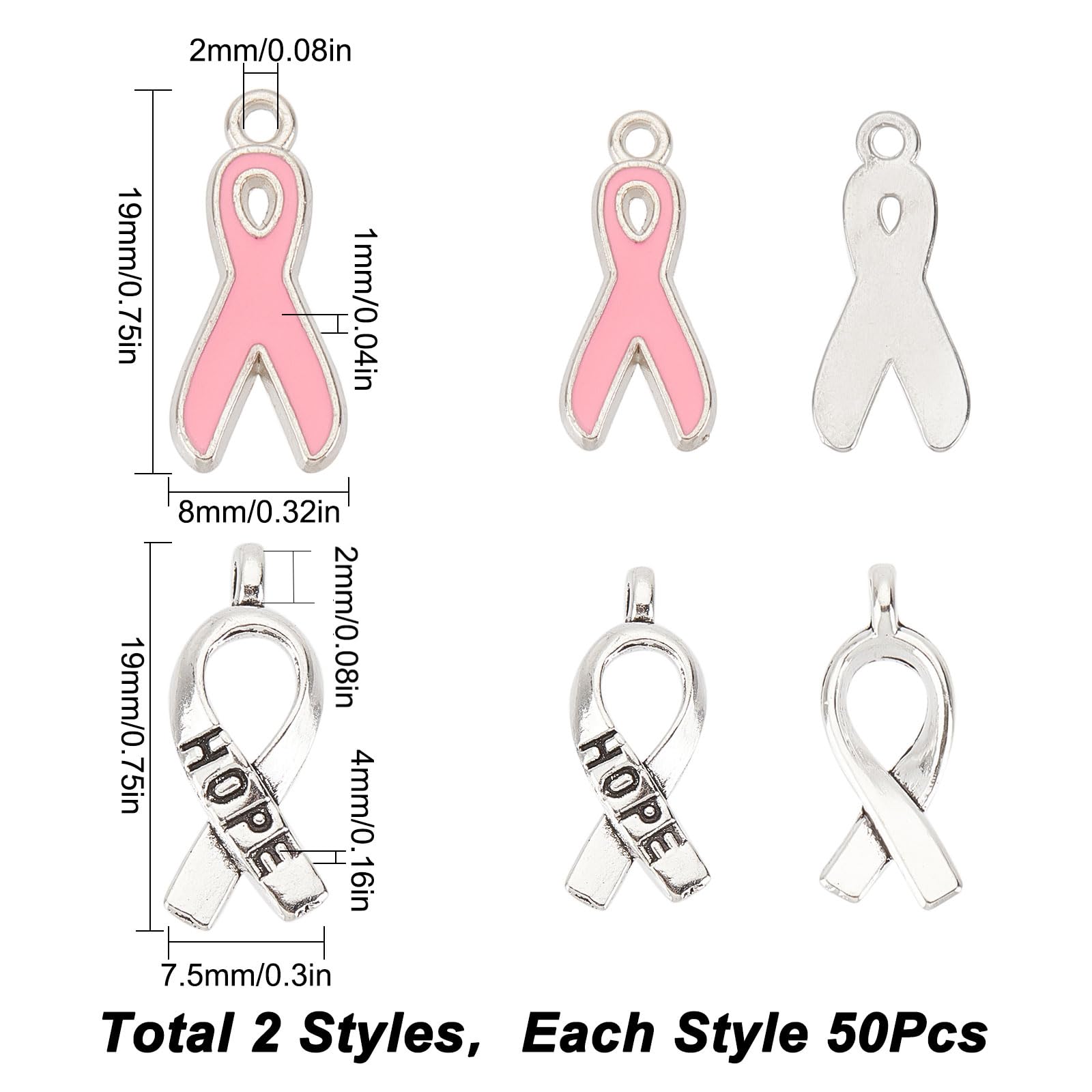 40 Breloques Ruban Rose Cancer Du Sein SUNNYCLUE - Alliage Et Émail, Pour Bijoux DIY, Cadeau Sensibilisation