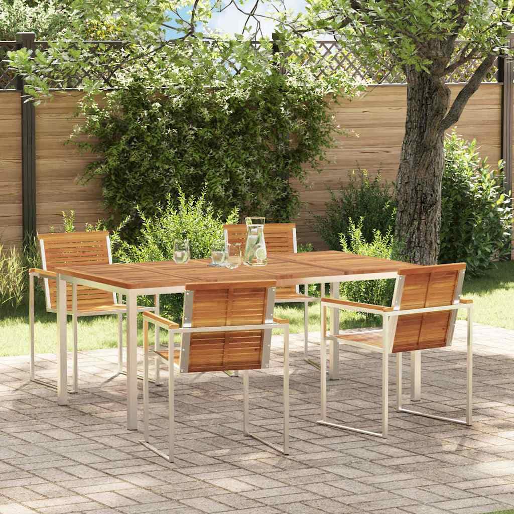 Juego de muebles de jardín de madera maciza de acacia, 5 unidades, color marrón, mesa y 4 sillas, muebles de balcón, muebles de terraza para terraza, jardín, balcón -D