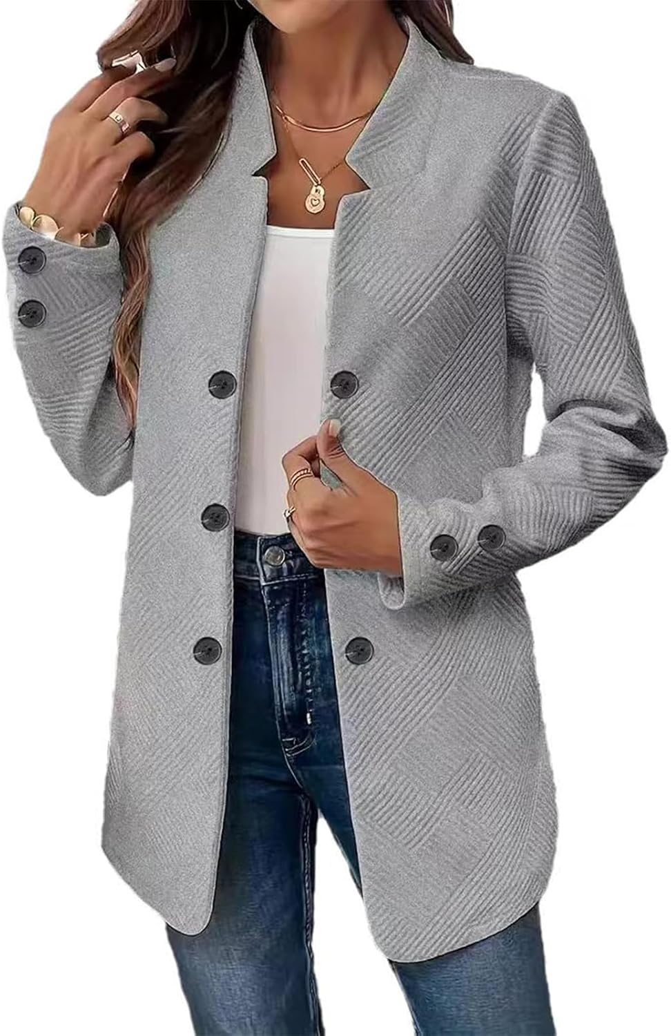 MINTLIMIT Women's Long Sleeve Blazer Casual Double Breasted Open Front Jackets Business Work Blazers Suit Jacket with Pockets
