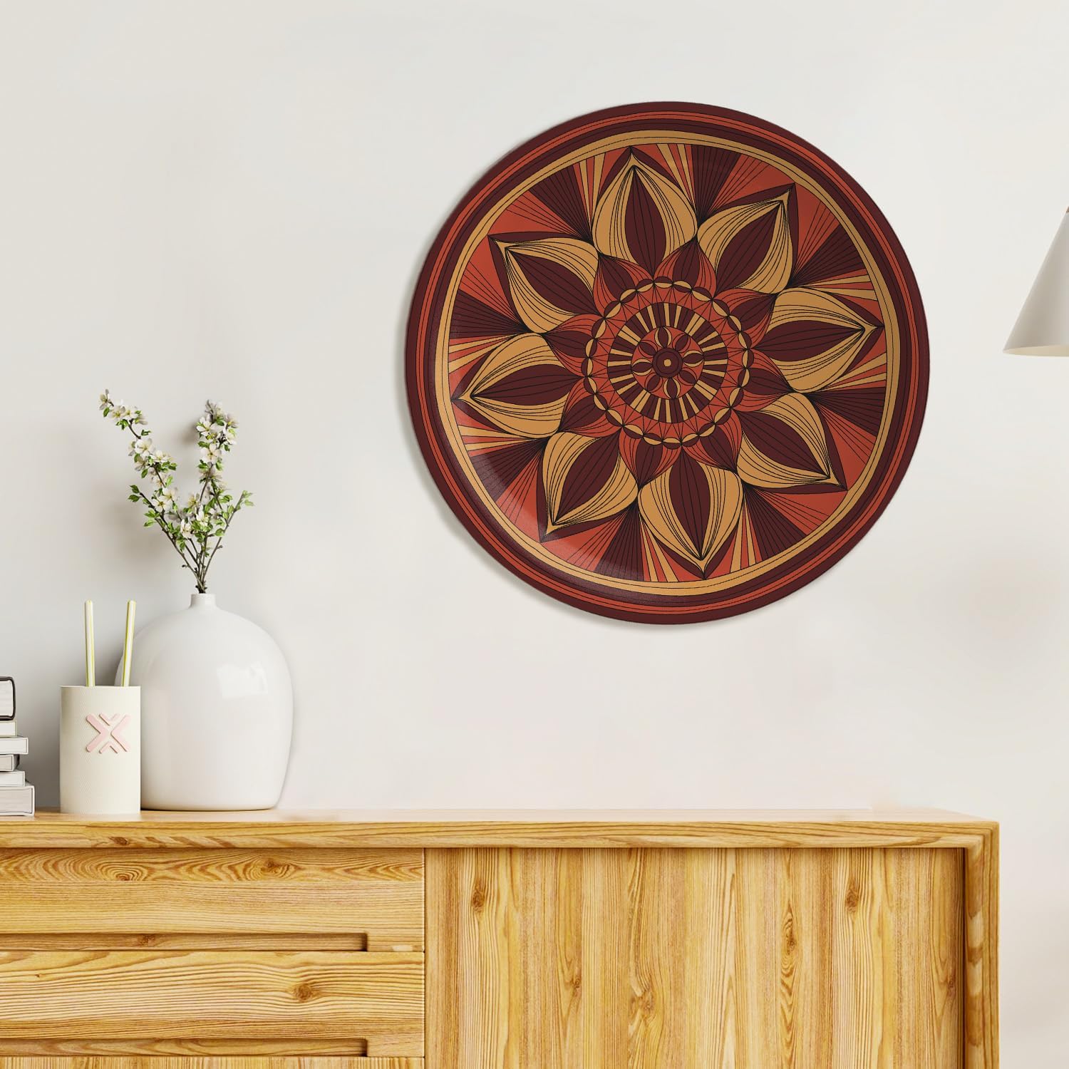 nestroots Chestnut Charm Design Porcelain Decorative Wall Plate for Living Room & Home Décor | Elegant Round Design for Bedroom, Hall, Office | Durable & Glossy Finish | 10 Inches
