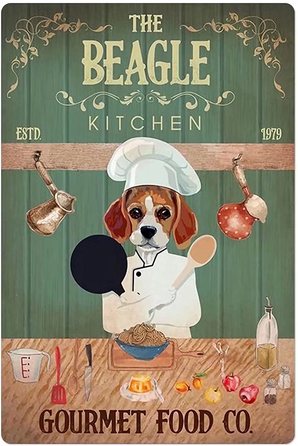 The Beagle Kitchen Metal Tin Sign,Vintage Wall Decor Retro Art Sign Funny Decor for Home Bar Pub Cafe Farm Room Metal Poster 8x12 Inch