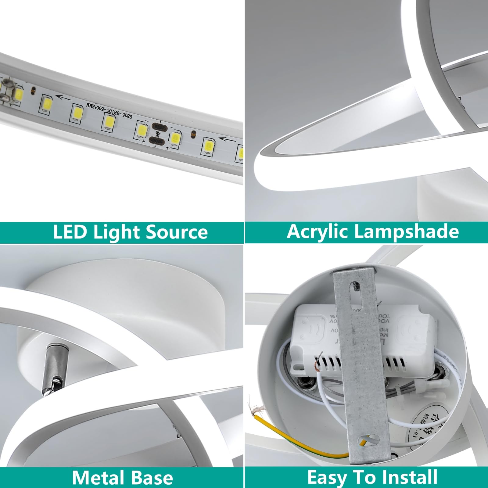 Comely Plafoniere a LED, Lampada da Soffitto Moderna 30W 3300LM, Plafoniera LED Design Fiore Lampadario Acrilico Bianca per Soggiorno Cucina Camera da Letto Corridoio, Luce Bianca 6500K