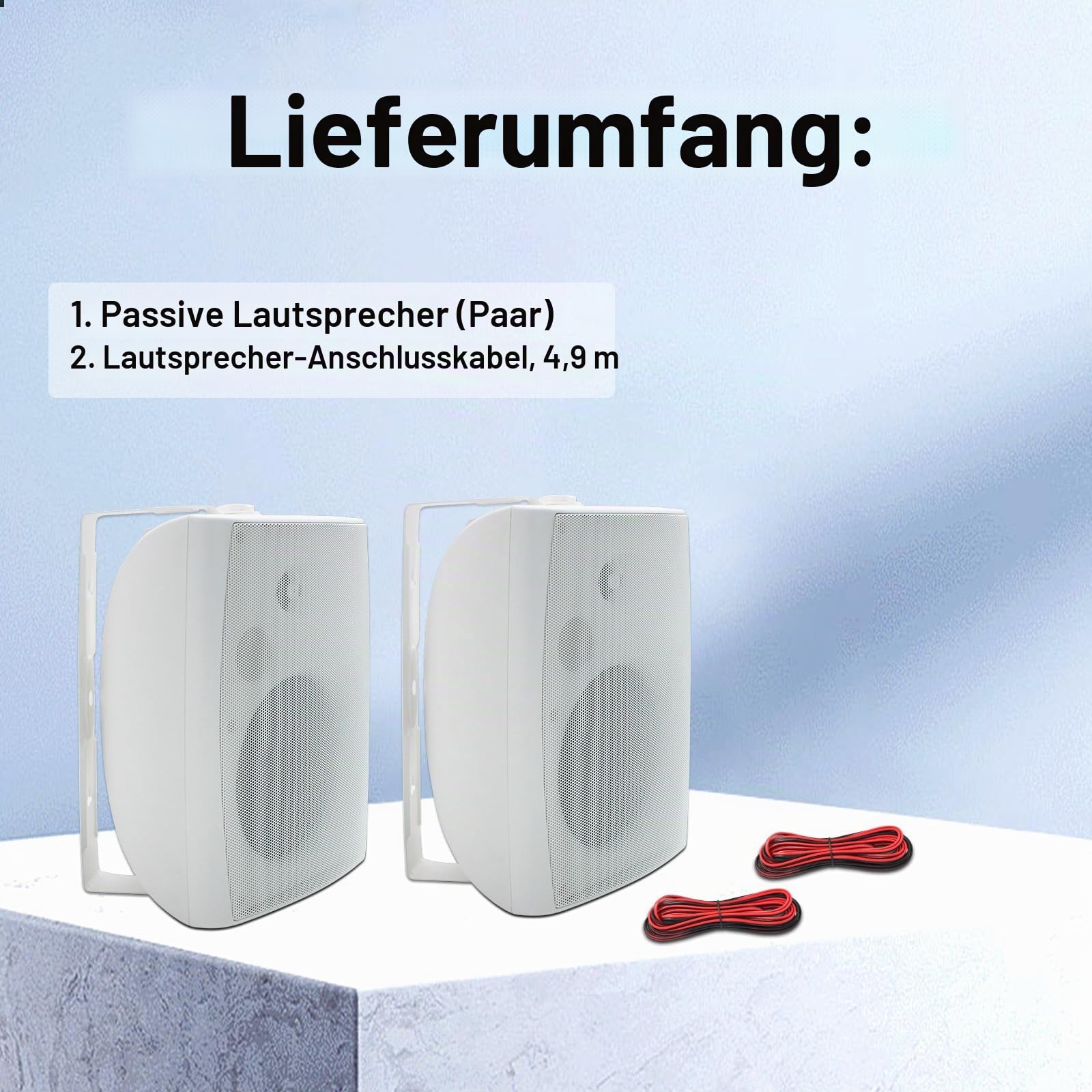 STUDIOFINIX 6,5-Zoll-Außenlautsprecher 400W passiv wasserfest Paar Weiß