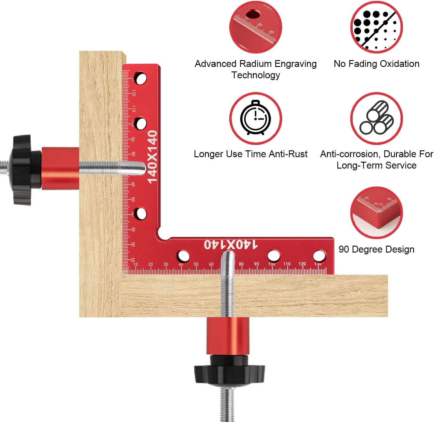 Right Angle Clamp,Aluminum Alloy 90 Degree Woodworking Corner Clamps with Positioning Square –5.5'' x 5.5'' (140x140mm)