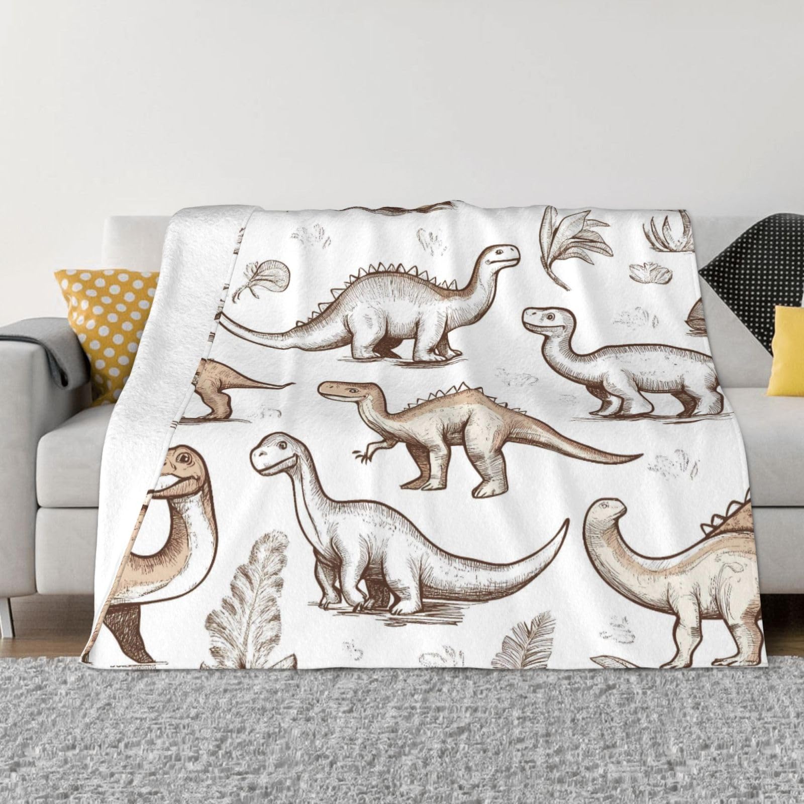 Couverture dinosaure en polaire Mexpekil douce et chaude pour lit et canapé de 76x102 cm
