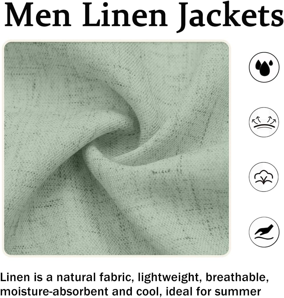 Linen Blazers for Mens Linen Suit Jackets Mens Lightweight Sports Coats Casual Blazer for Men Summer Blazer Slim Fit
