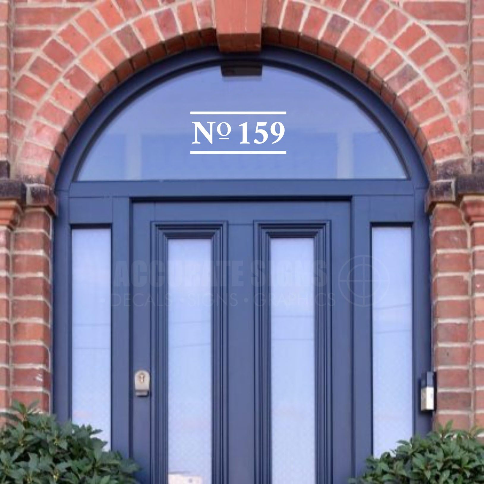 Accurate Signs | House Number Sticker for Door Window Fanlight Decal White Black Etched Glass Effect (02)