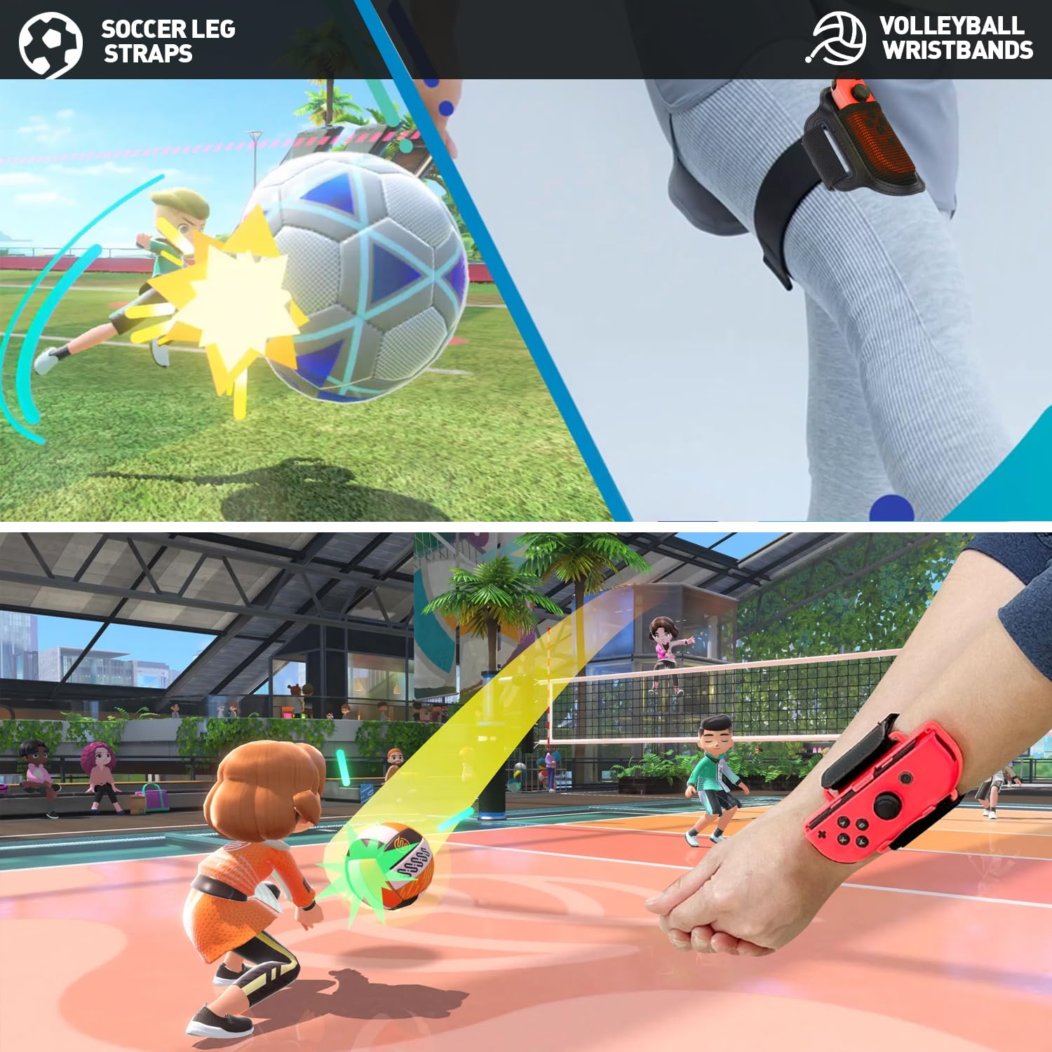 Switch Sports Accessories Bundle - 13 in 1 Family Pack with Tennis Rackets, Adjustable Golf Clubs, Chambara Swords, Soccer Leg Straps, Wrist Band, Joycon Strap, Game Case for Switch & OLED - Image 6