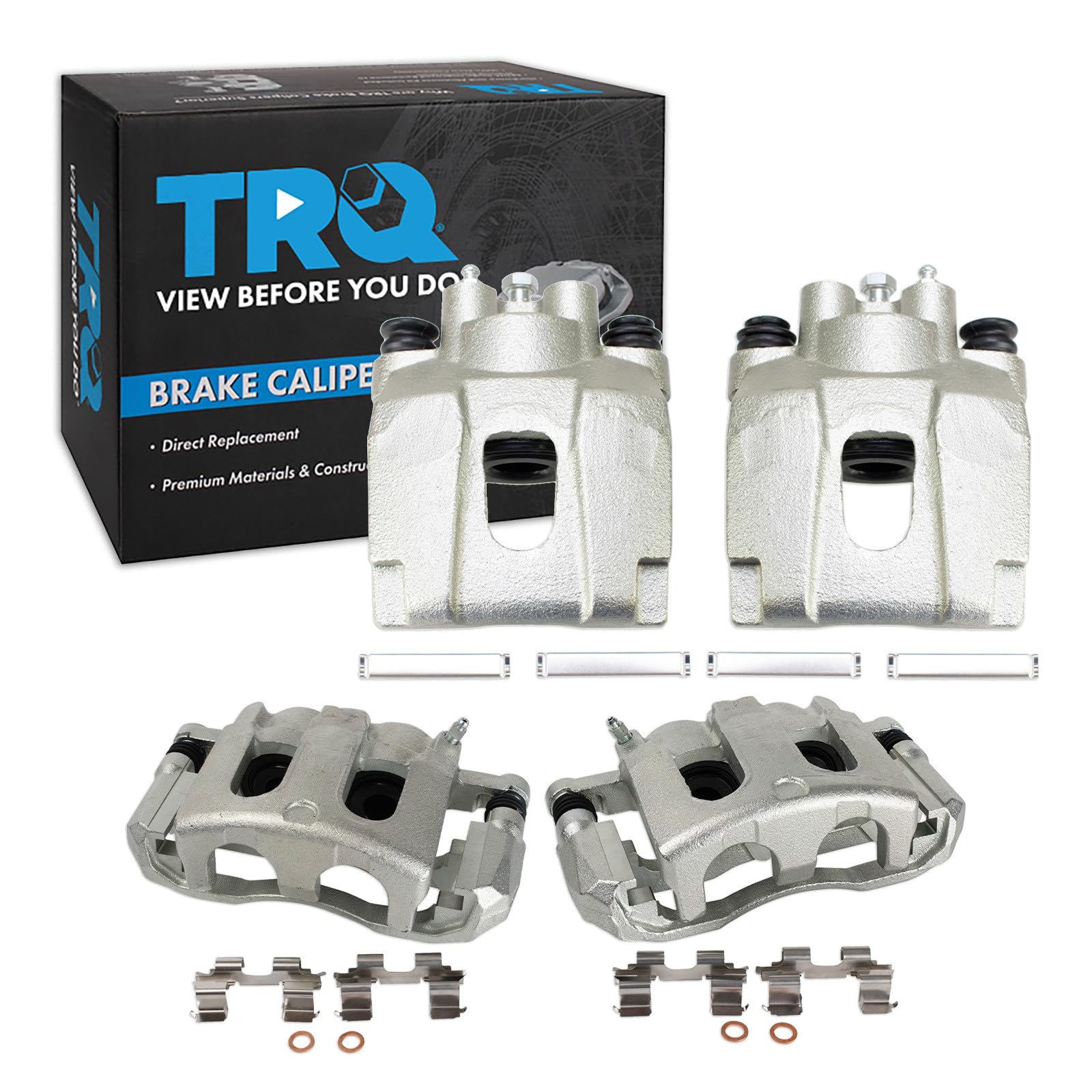 TRQ Front and Rear Brake Caliper Set Zinc Coated Brackets Compatible with 2006-2010 Ford Explorer 2007-2010 Explorer Sport Trac 2006-2010 Mercury Mountaineer