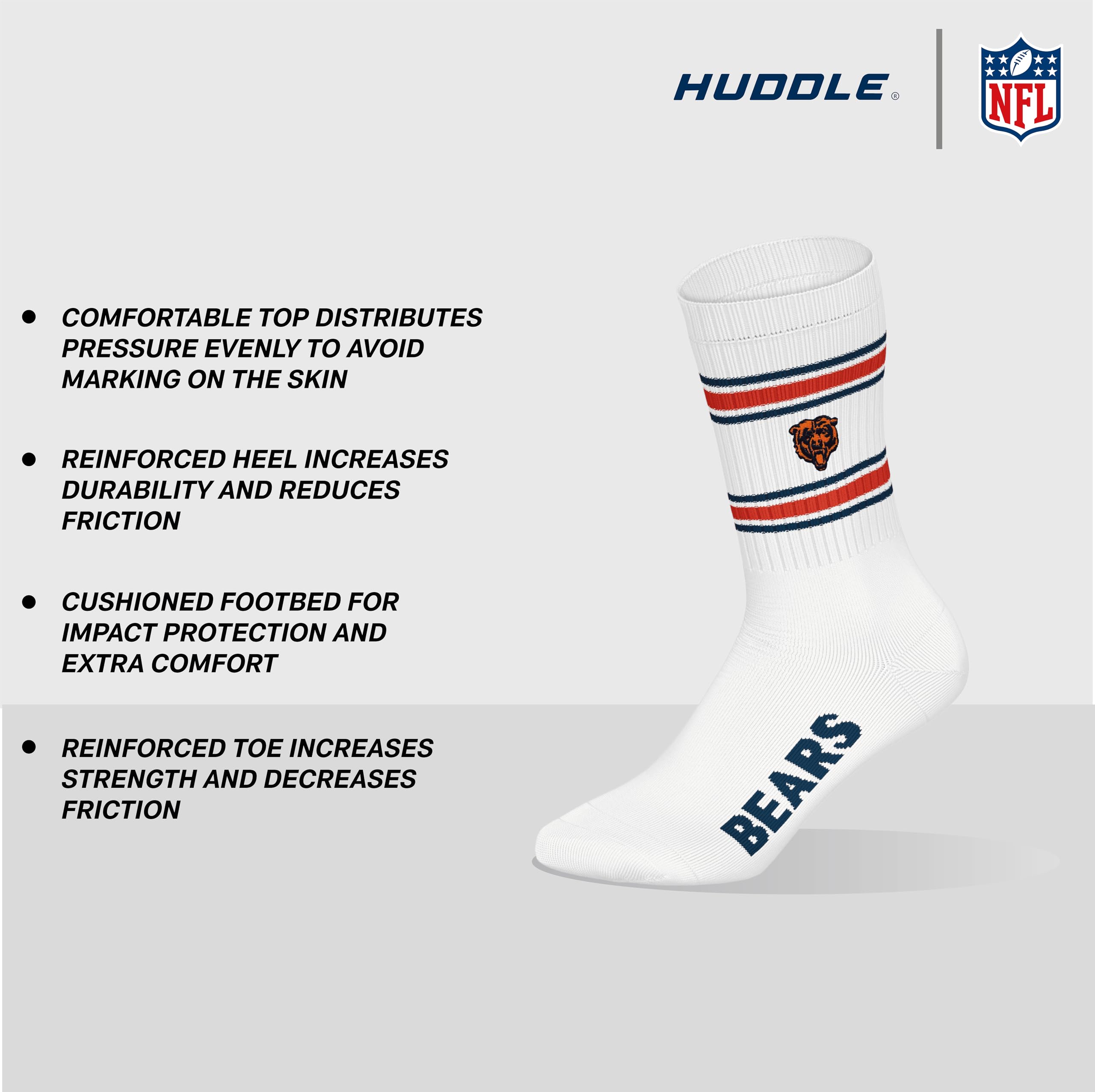 NFL Chicago Bears 3pk Crew Socks Calzini sportivi Unisex Adulto