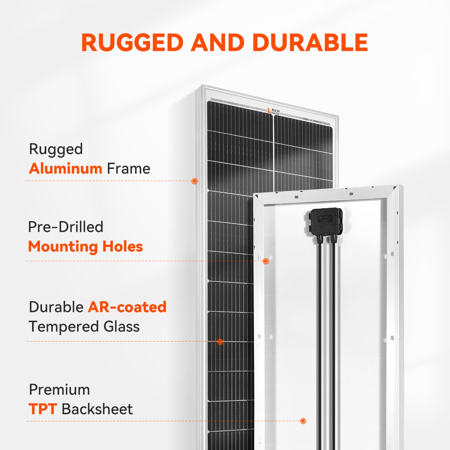 RICH SOLAR MEGA 100 Slim 100 W 12 V Panel solar monocristalino para RV, remolque, autocaravana