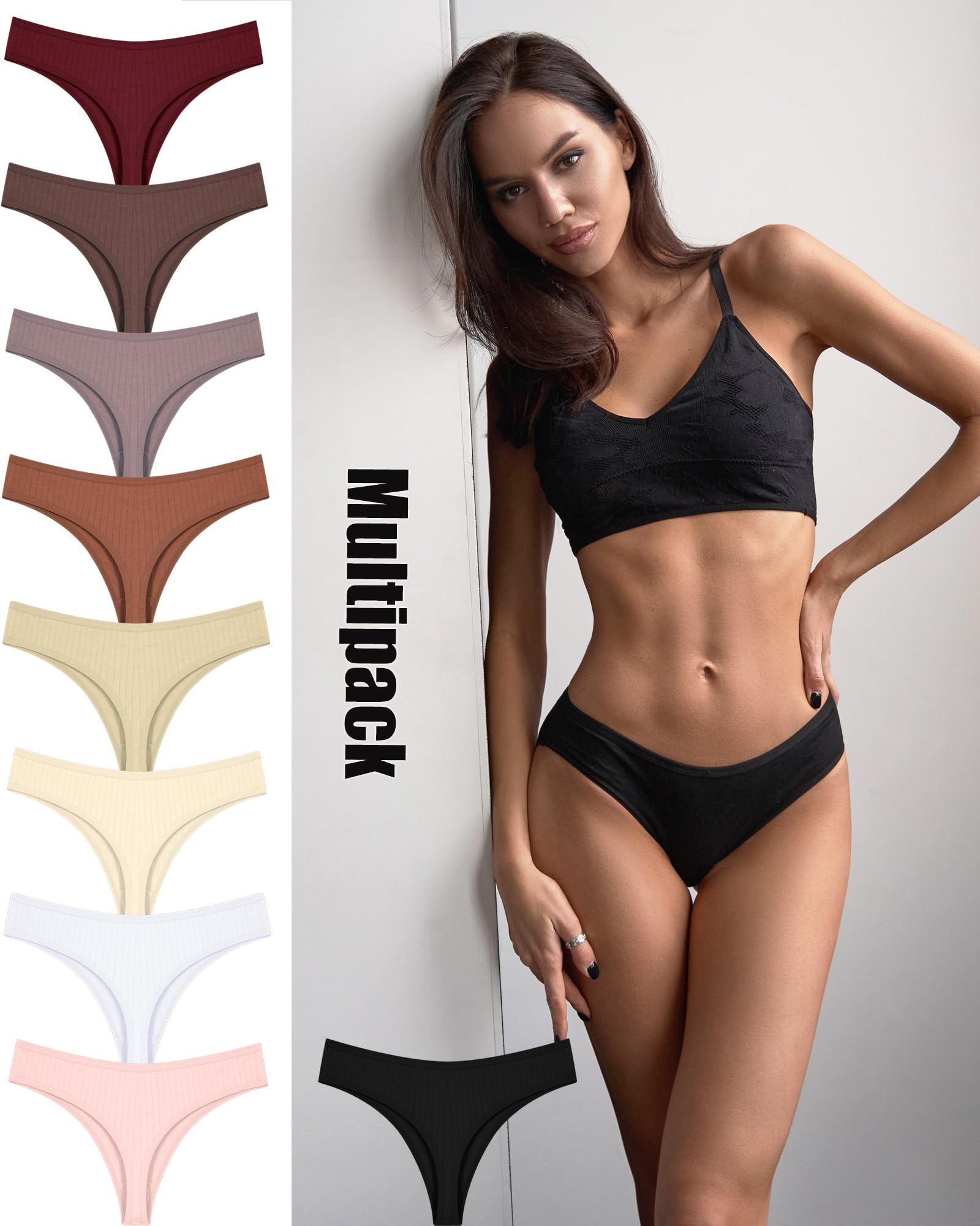 ALL OF SHE 9 Pack String Tanga Femme Coton sous-vêtements Femmes Sexy Set sous-vêtements Femme Slip Multipack Respirant Thong Bikini Pantys S-XL