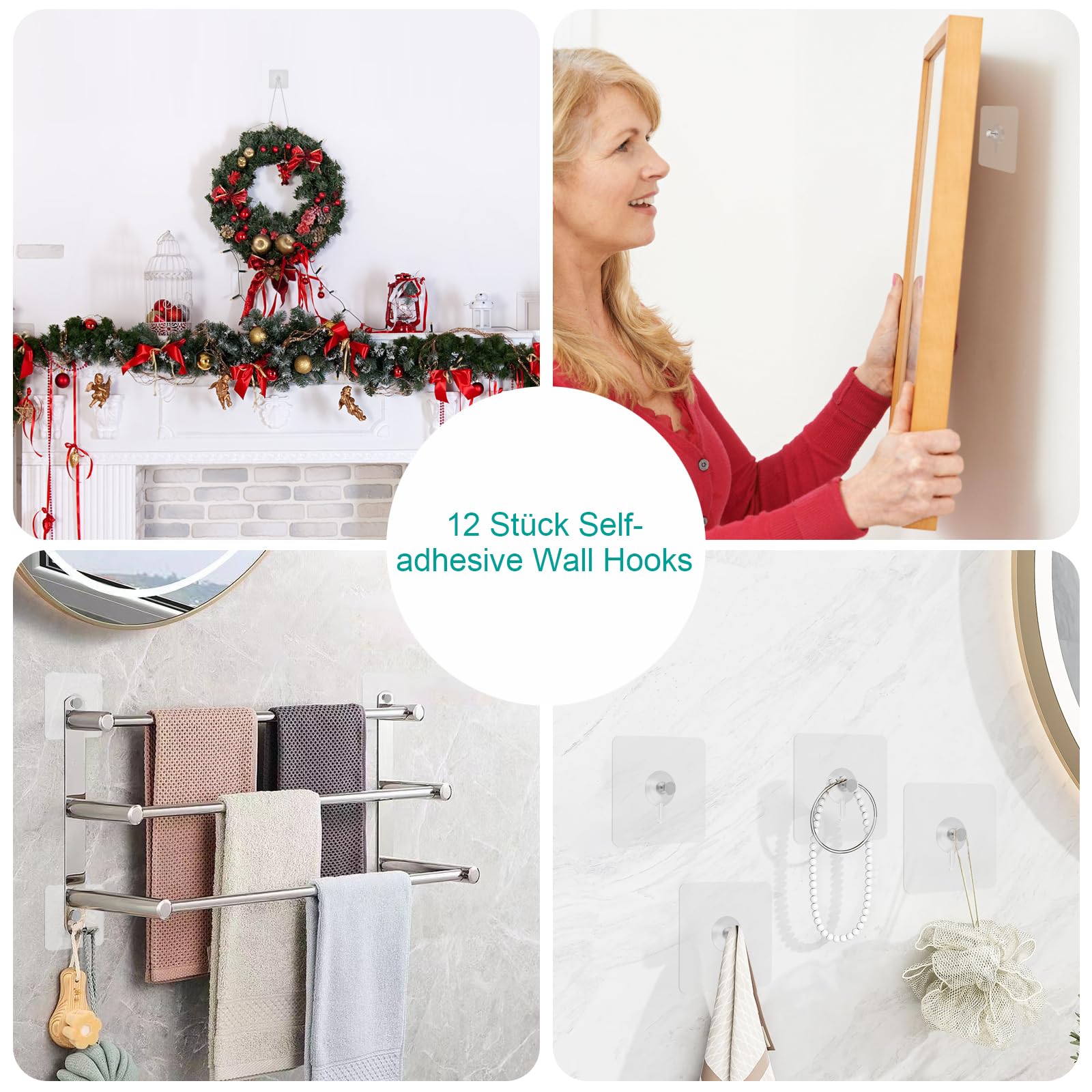 GMXJGZ 30 stuks fotohaken, zelfklevende haken, om foto's op te hangen zonder boren, plakhaken, transparant, plakspijkers voor fotolijsten, plakspijkers, muur, boren, plaknagels voor foto's, posters