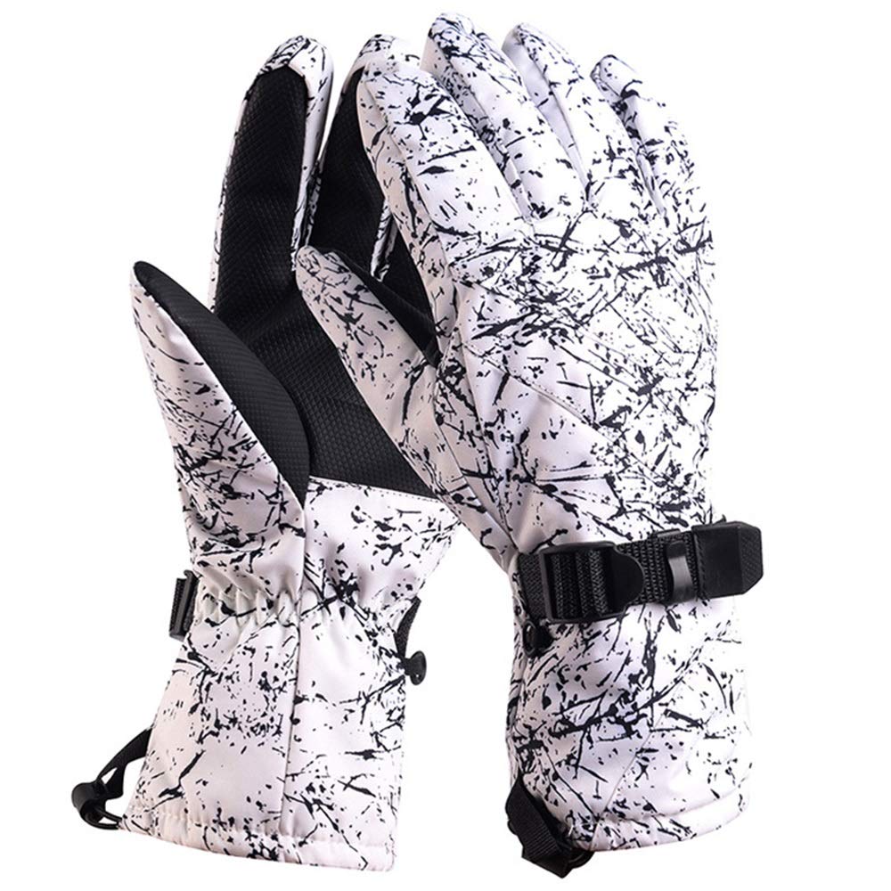 Genérico Guantes Guantes de esquí Calientes Guantes Impermeables de Cinco Dedos con Cierre diseñado Guantes de esquí en Invierno y otoño (Color : A, Size : M)