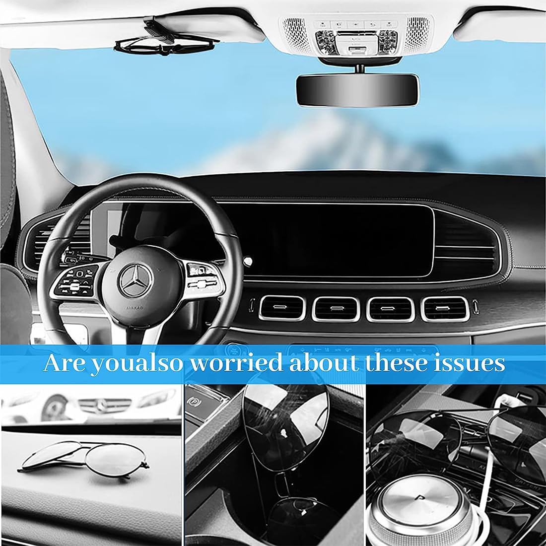 Portaocchiali Da Sole Per Auto - Clip Doppia Con Rotazione 180° E Vanità Per Carte, Adatto A Tutte Le Auto - Foto 6