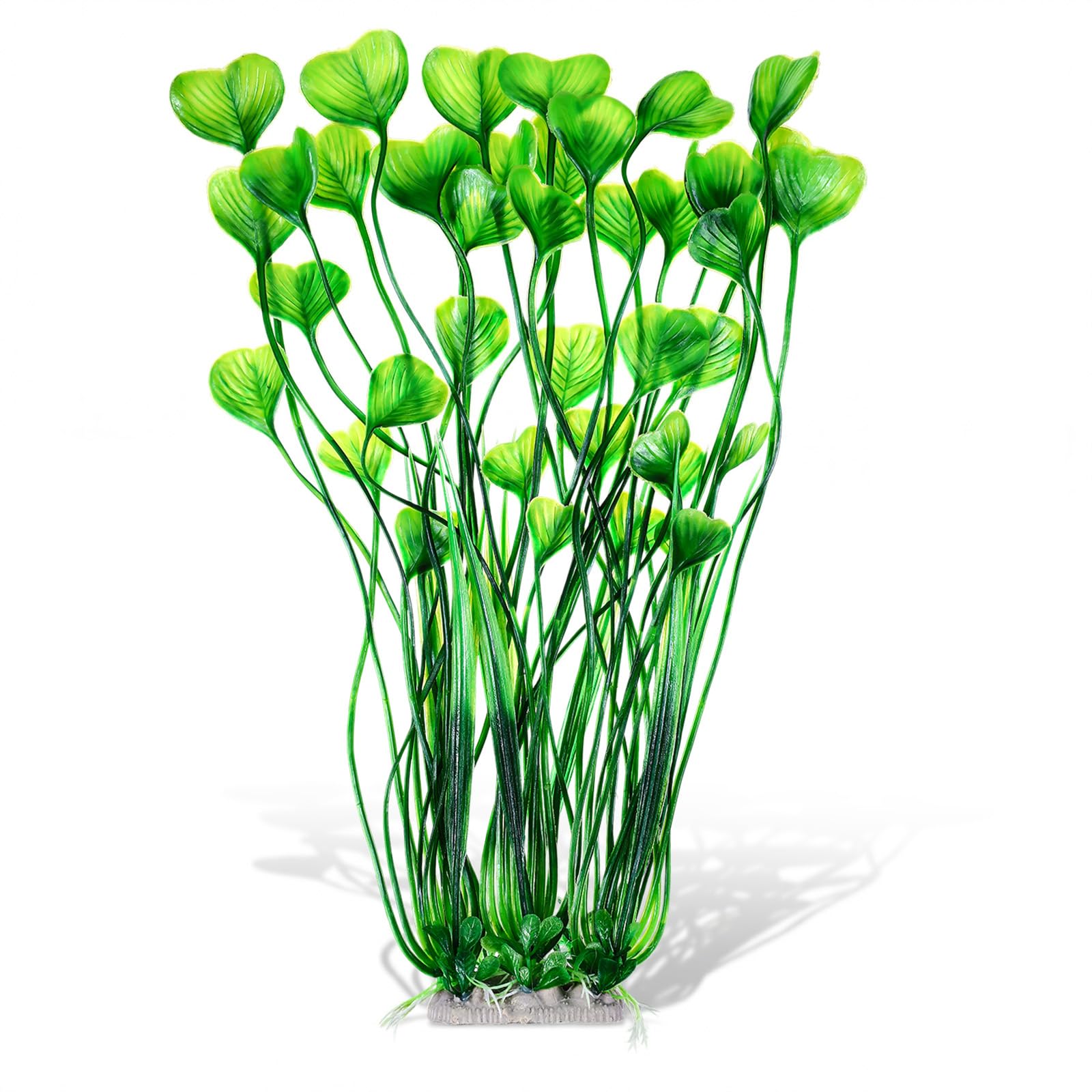 Fiyooau Aquarium Plants Artificial Tall Large Fish Tank Plants with Weighted Base Green Fish Tank Decorations for Aquascaping, 15.35 Inches