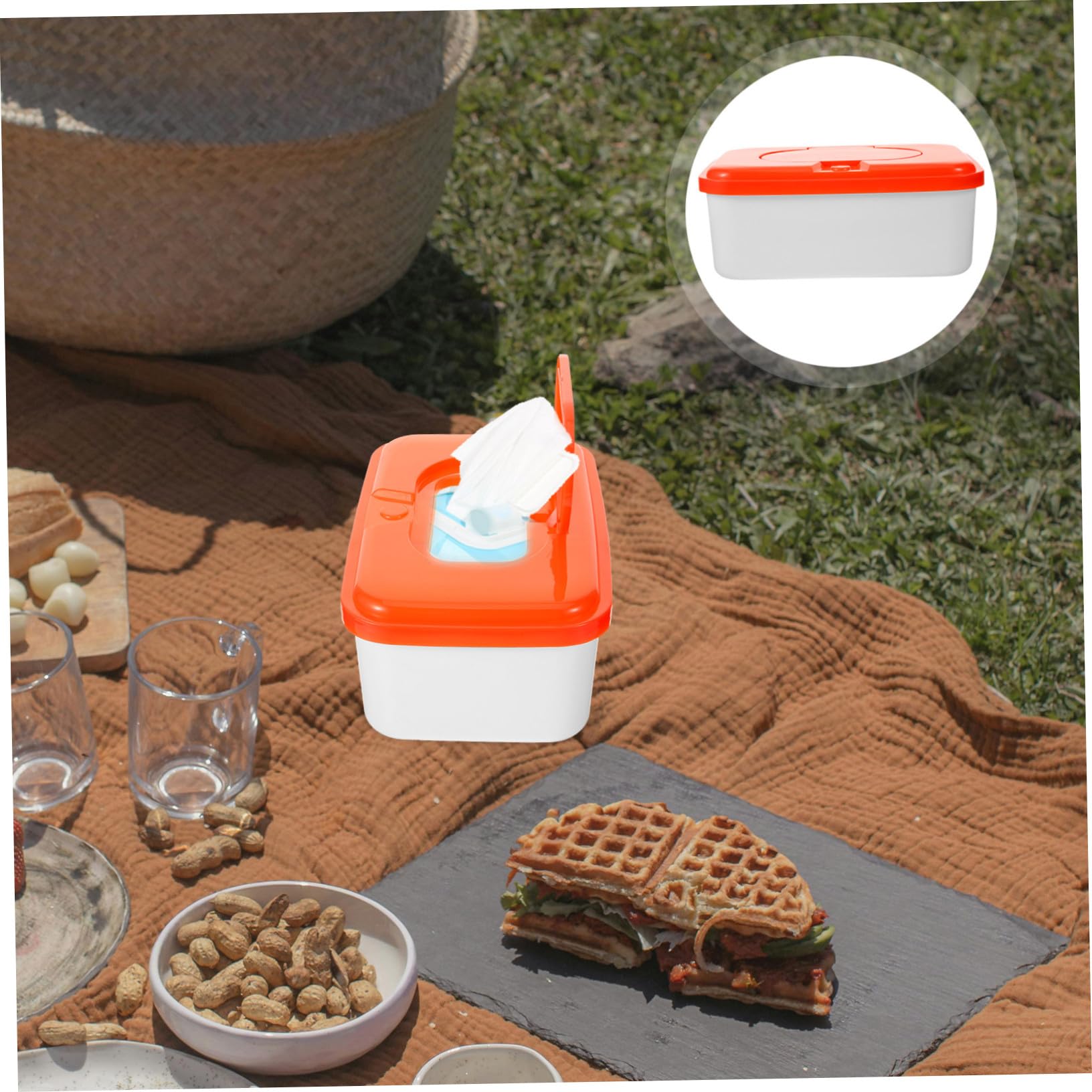 Contenedor de Toallitas Húmedas Color Aleatorio de Plástico para Bebés 2 Unidades Naranja, Ligero y Portátil Adecuado para Baño y Sala de Estar