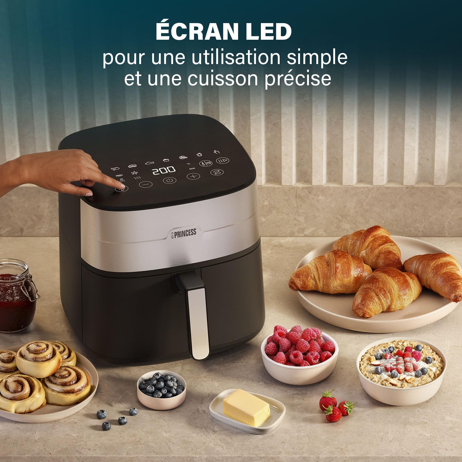 Princess Dual Heat Airfryer 8L XXL, Friteuse à air chaud avec Double élément Chauffant pour une Cuisson plus Rapide et des Résultats Croustillants, 15-en-1, sans BPA ni PFAS, 2000 W, 182280