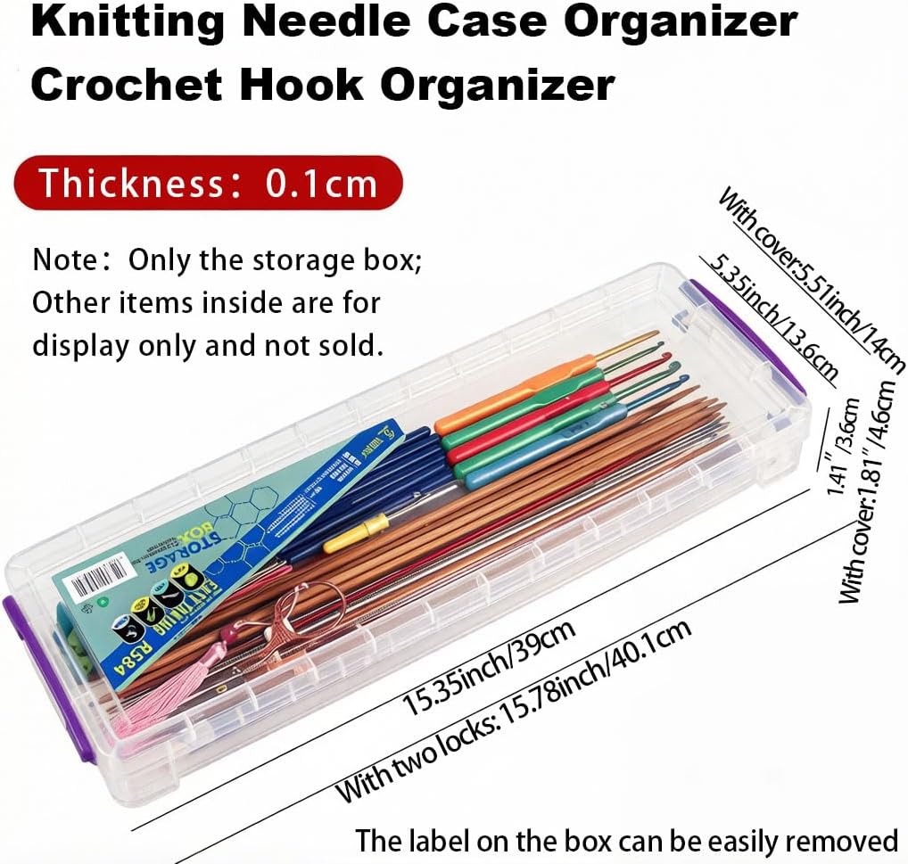 Up to 15″ Knitting Needle Case Organizer, Crochet Hook Case with Lid, Storage Box for Long Stuff, Knitting & Crochet Accessory, Paint Brush, Skewer Organizer (1)