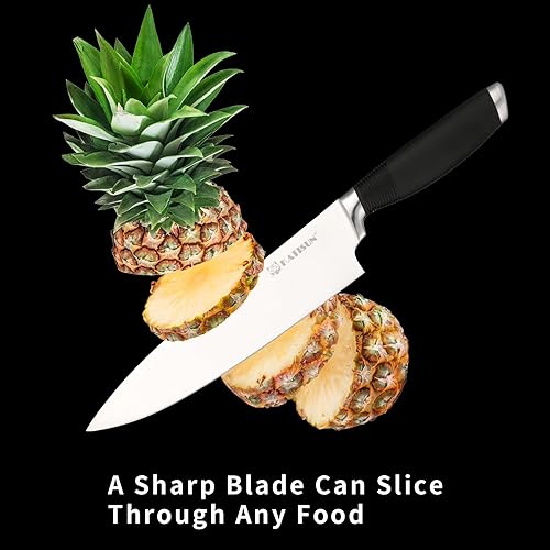 Miniatura 8 de KATISUN Juego de cuchillos de 15 piezas, acero alemán, duradero y apto para lavavajillas, juego de bloques de cuchillos con mango ergonómico con