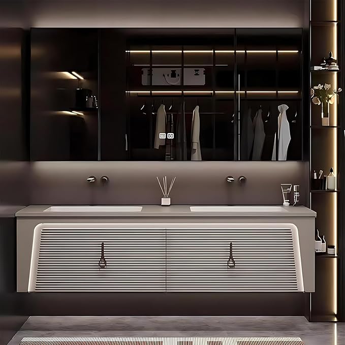Modern Bathroom Vanity, Double Sink Bathroom Vanity, Wall