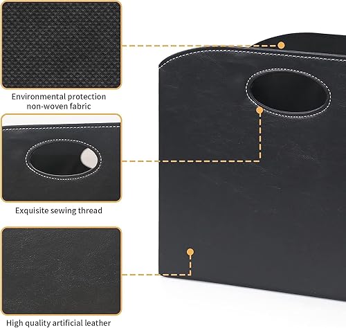 Miniatura 3 de EZDeco Revistero plegable para revistas, de piel sintética, para guardar libros, organizador de carpetas de documentos, para oficina y hogar