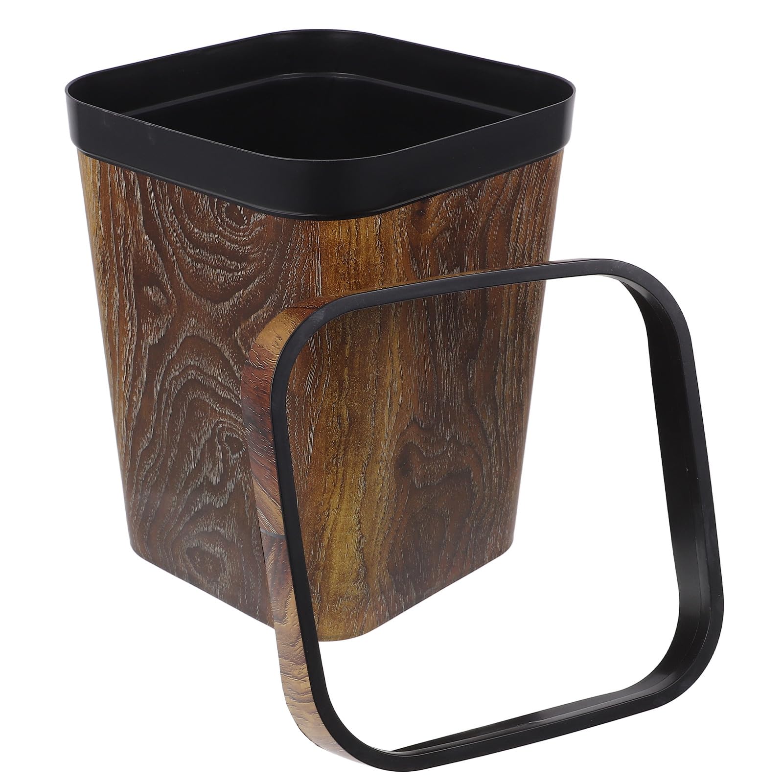 Lurrose Cubo de Basura Cuadrado Rústico de 12 L con Imitación Madera