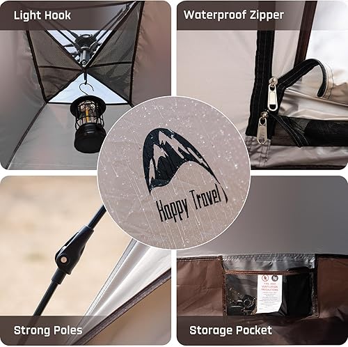 Miniatura 9 de Happy Travel Tienda de campaña para 1234 personas, tiendas de campaña instantáneas fáciles para acampar, tienda de campaña familiar impermeable