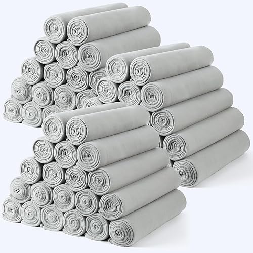 Miniatura 12 de 20 piezas de mantas de forro polar gris a granel de 50 x 60, juego de mantas suaves y ligeras para cama, sofá, sofá cama, mantas acogedoras a granel