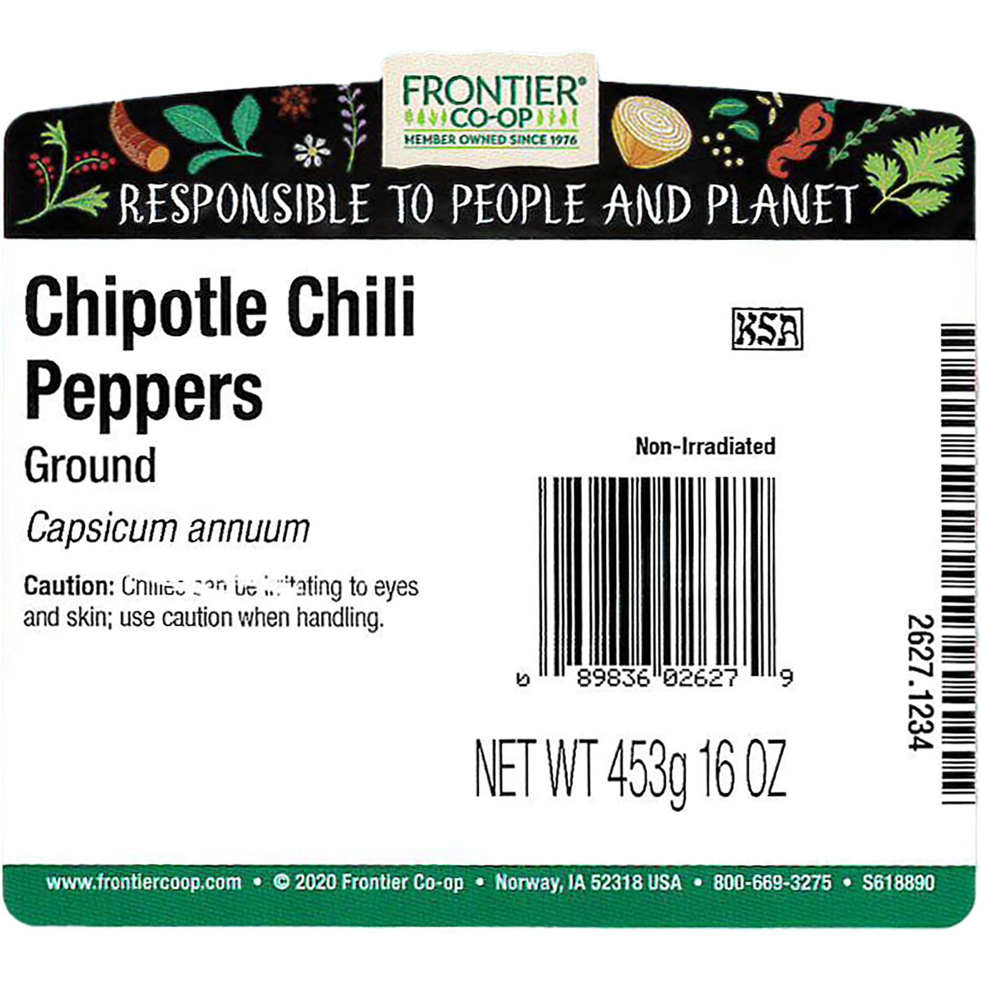 Frontier Bulk Chili Pepper, Chipotle (Smoked Jalapenos) Powder, 1 lb. package
