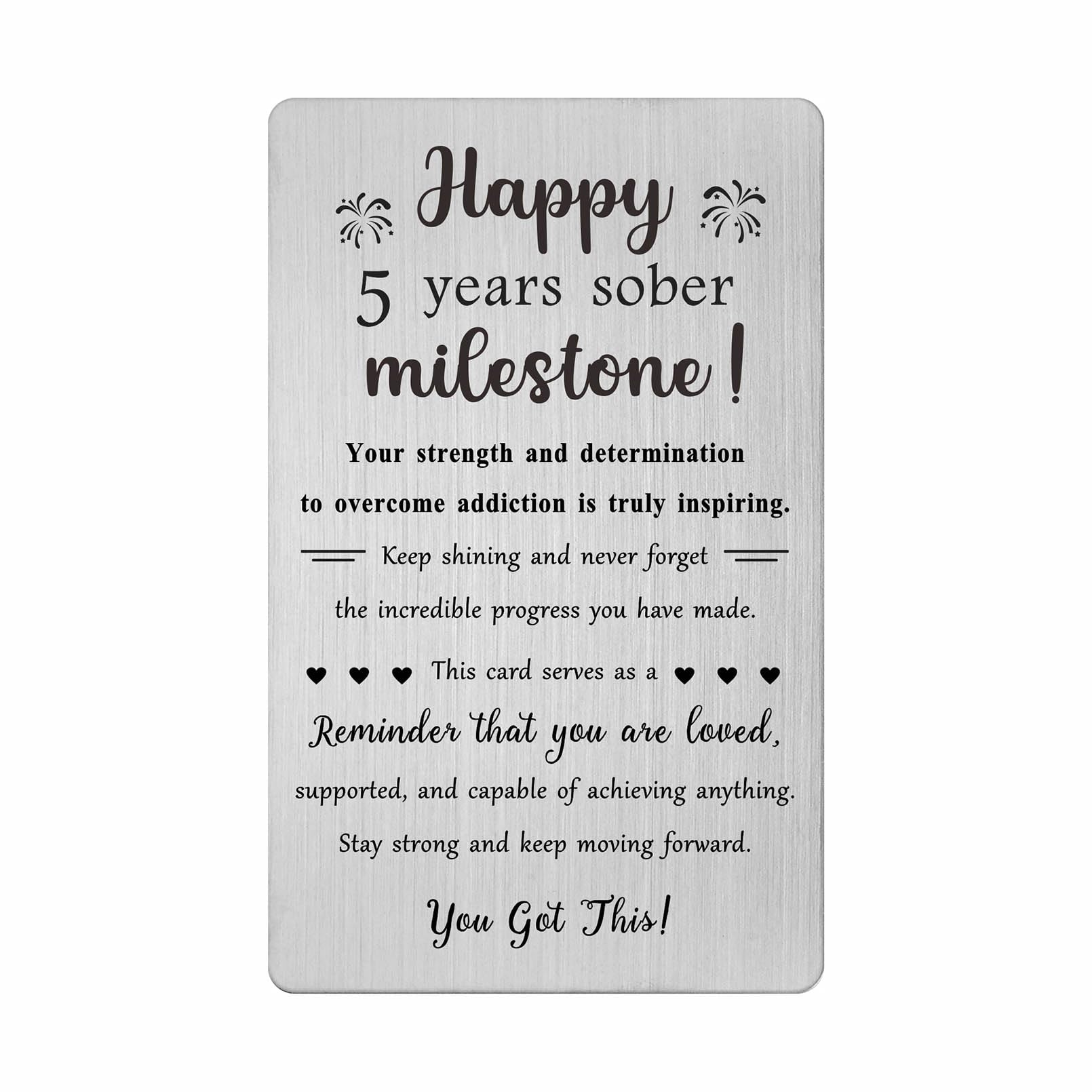 TGCNQ 5 Year Sobriety Gifts - Recovery Card Gifts for Women Men - 5 Year Sober Gifts Sober Engraved Metal Card โ image 1
