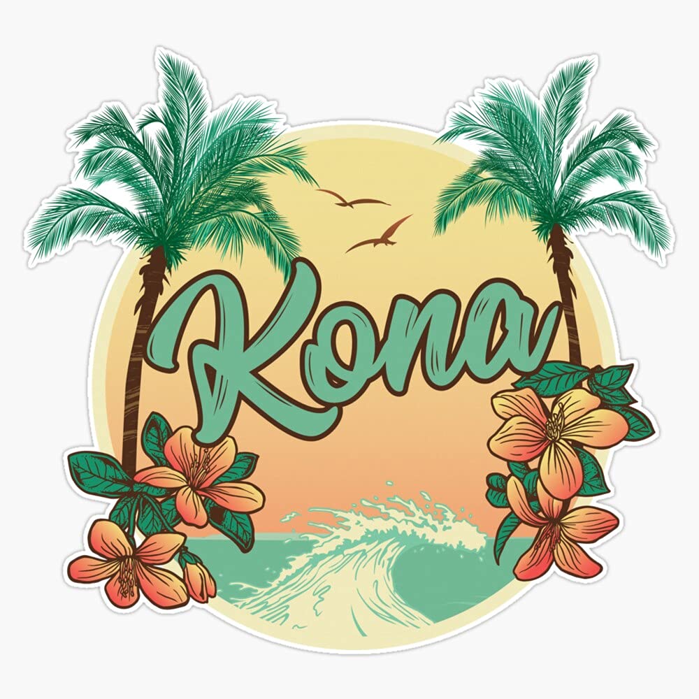 Kona Hawaii Vinyl Sticker Waterproof Bumper Sticker Laptop Window Decal 5"