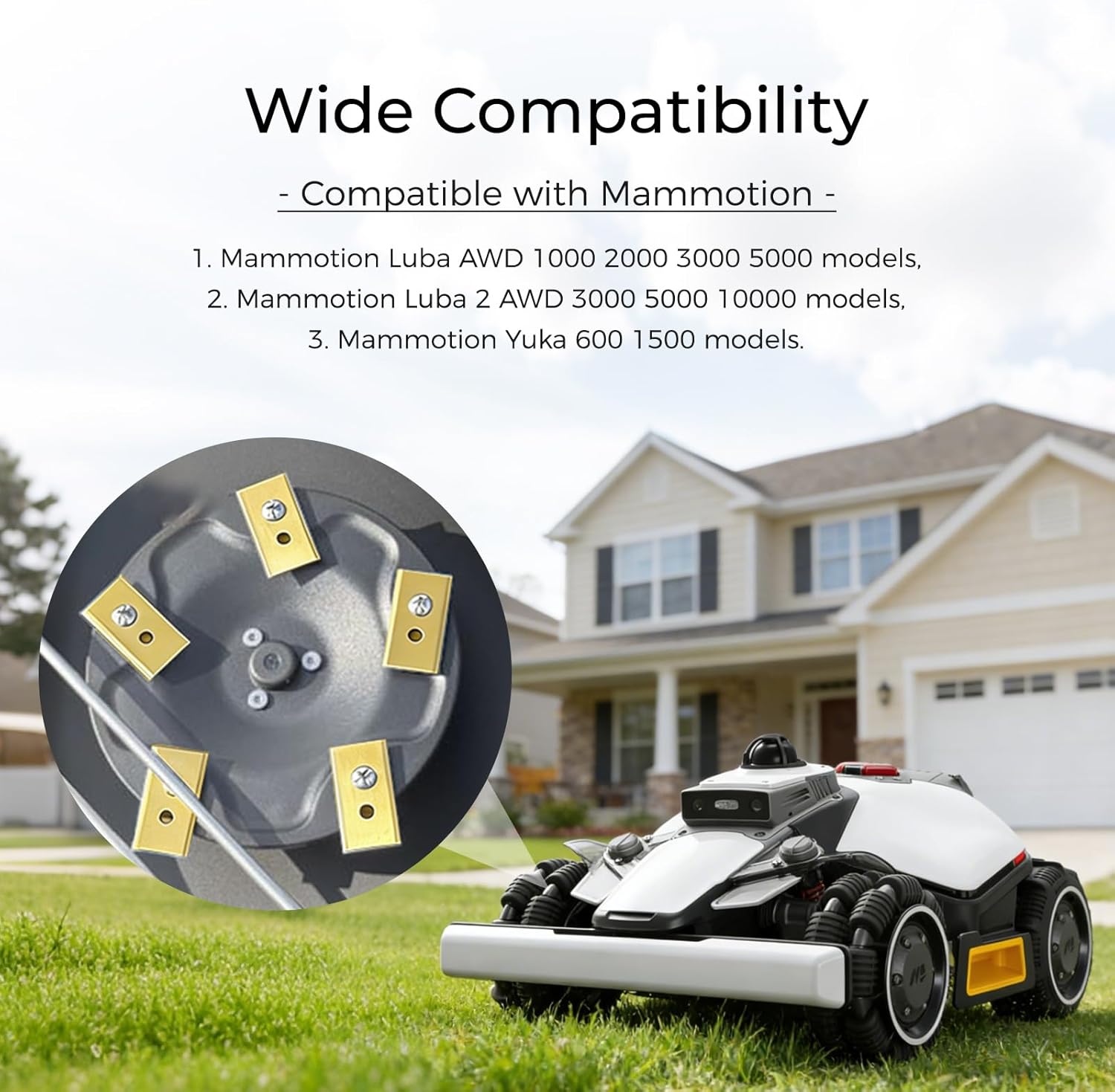 48Pack Titanium Coated Lawn Mower Blades Kit Compatible with Mammotion Luba AWD Series Luba 2 AWD Yuka Series Robotic Lawn Mowers with Screws and Plastic Washers