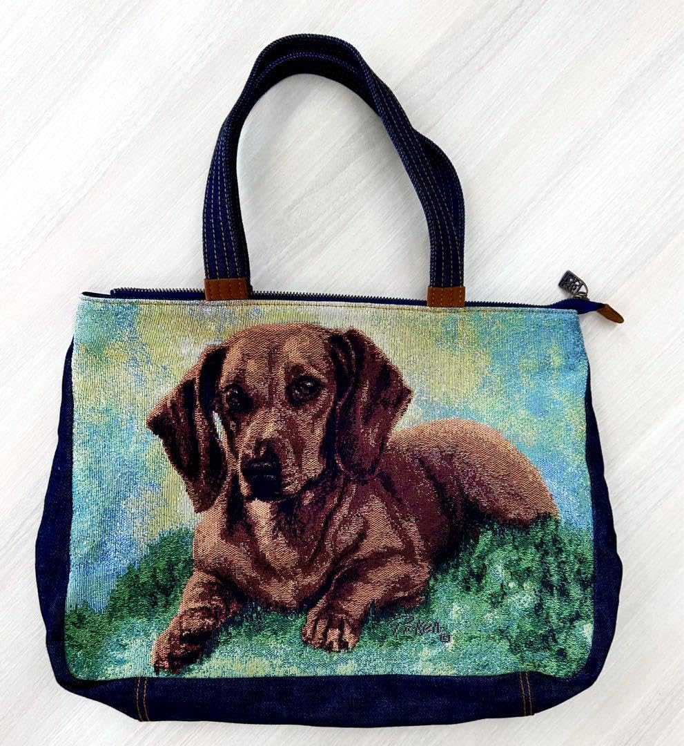 Amazon.co.jp: リンダピッケン ゴブラン織り 犬柄トートバッグ 