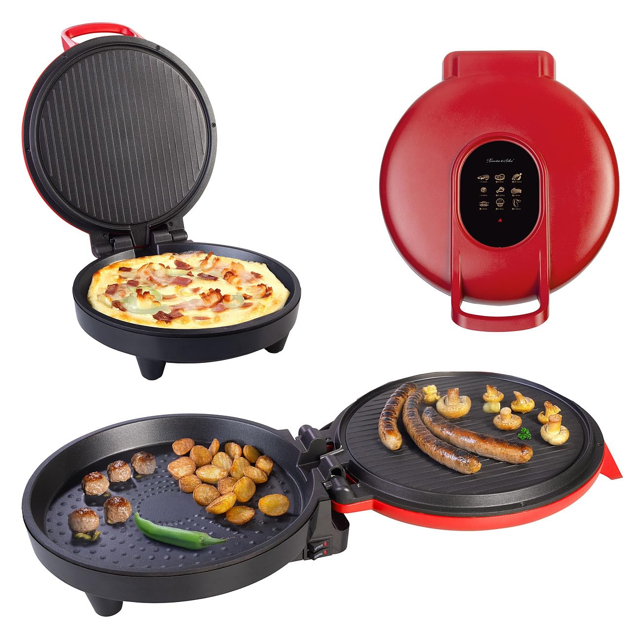Rosenstein & Söhne Backofen: 2er-Set Pizza-Maker, 180 °C, Ober-/Unterhitze, Pizza mit Ø 27 cm (Pizzapfanne, Pfannen elektrisch, Grill)