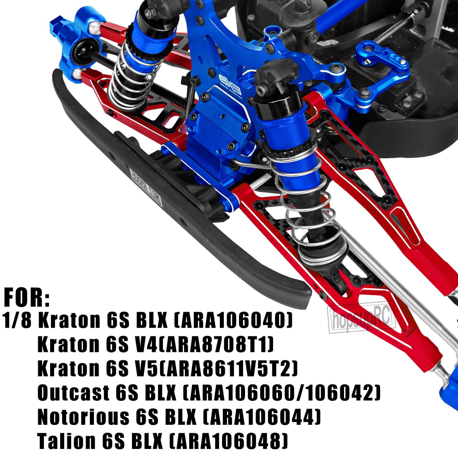 RC Upgrades Part Carbon&Fibre Front Upper Lower and Rear Swing Arm Set with Pivot Balls for 1/8 Kraton 6S V4 V5 BLX,Outcast 6S BLX,Notorious 6S BLX,Talion 6S BLX, Suspension Arms Hops up,(6PCS) Red