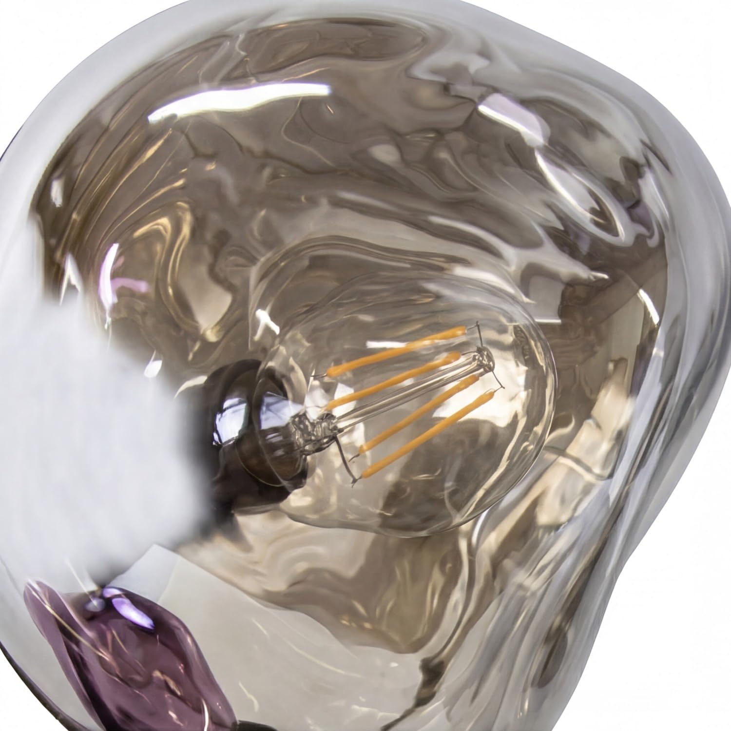 Lampe de table verre blanc lilas métal E14 2 lampes 40 cm soufflé à la bouche vitré verre de lave élégant décoratif câble en tissu lampe de chevet chambre