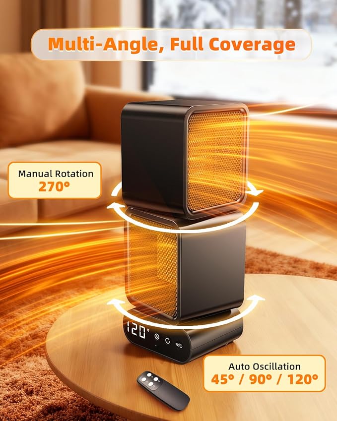 Calefactor Eléctrico Portátil Cerámico PTC 1400W con Control Remoto miniatura 3