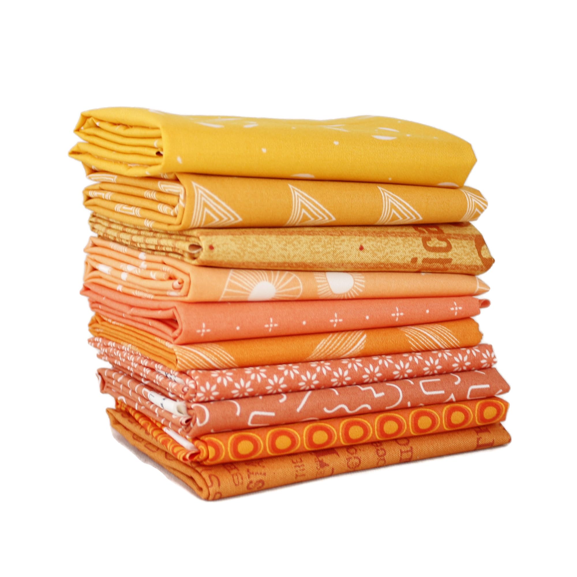 Orange Fat Quarter Bundle (10 pcs) - Mixed Designers - Southern Fabric 18 x 21 inches (45.72cm x 53.34cm) Fabric cuts DIY Quilt Fabric