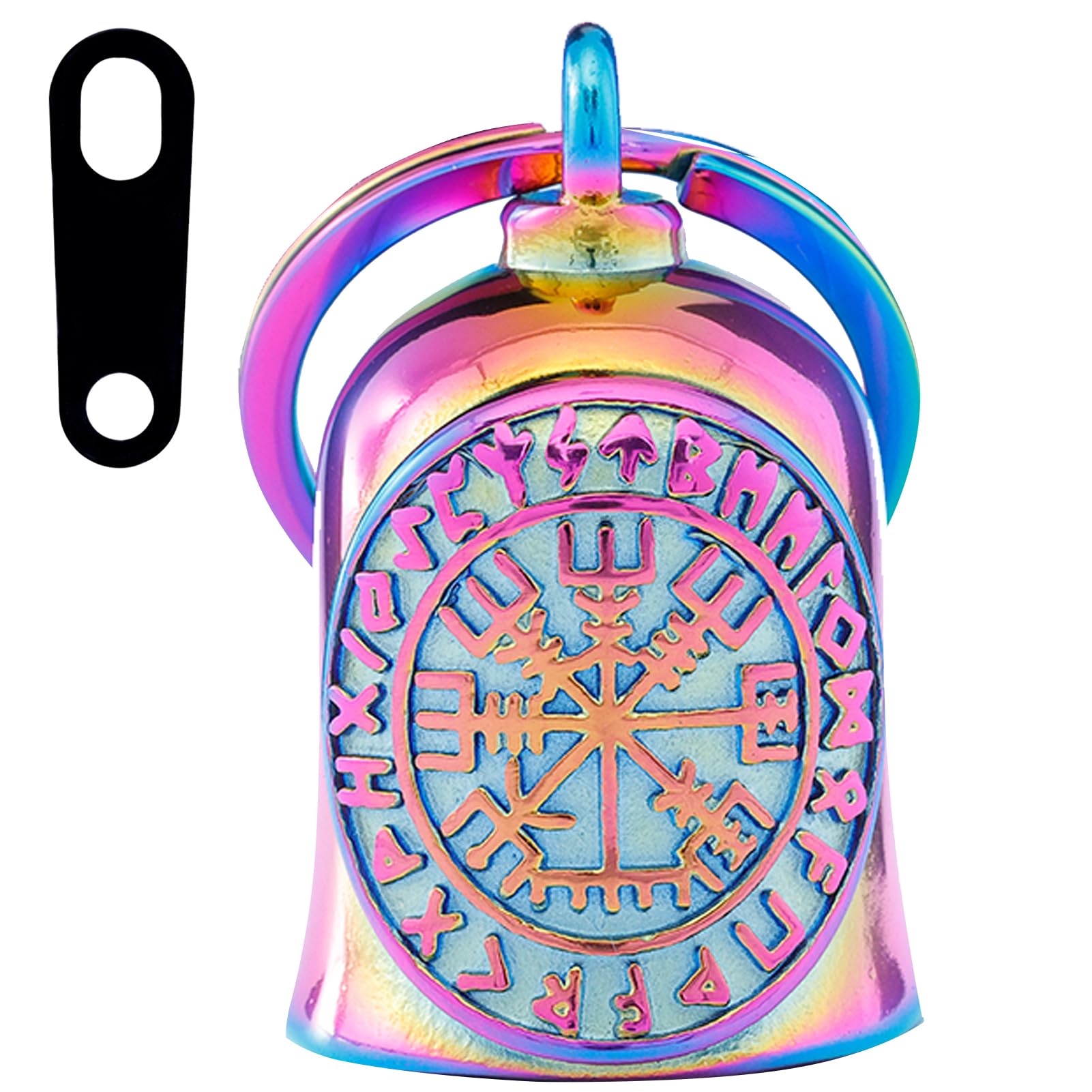 Motorcycle Viking Bell - Motorcycle Angel Bell for Men and Women, Motorcycle Accessories (Black Silver)