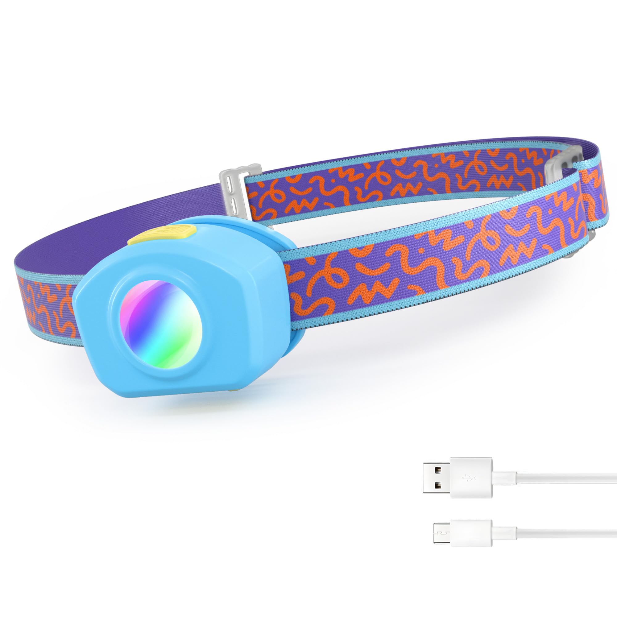 EverBrite LED Headlamp Rechargeable Kids Headlamp with RGB Mode and Adjustable Headband, 3 Modes Multicolor Headlamp for Kids, Bright Kids Head Lamp for Camping, Reading, Exploring, Parties-picture-10