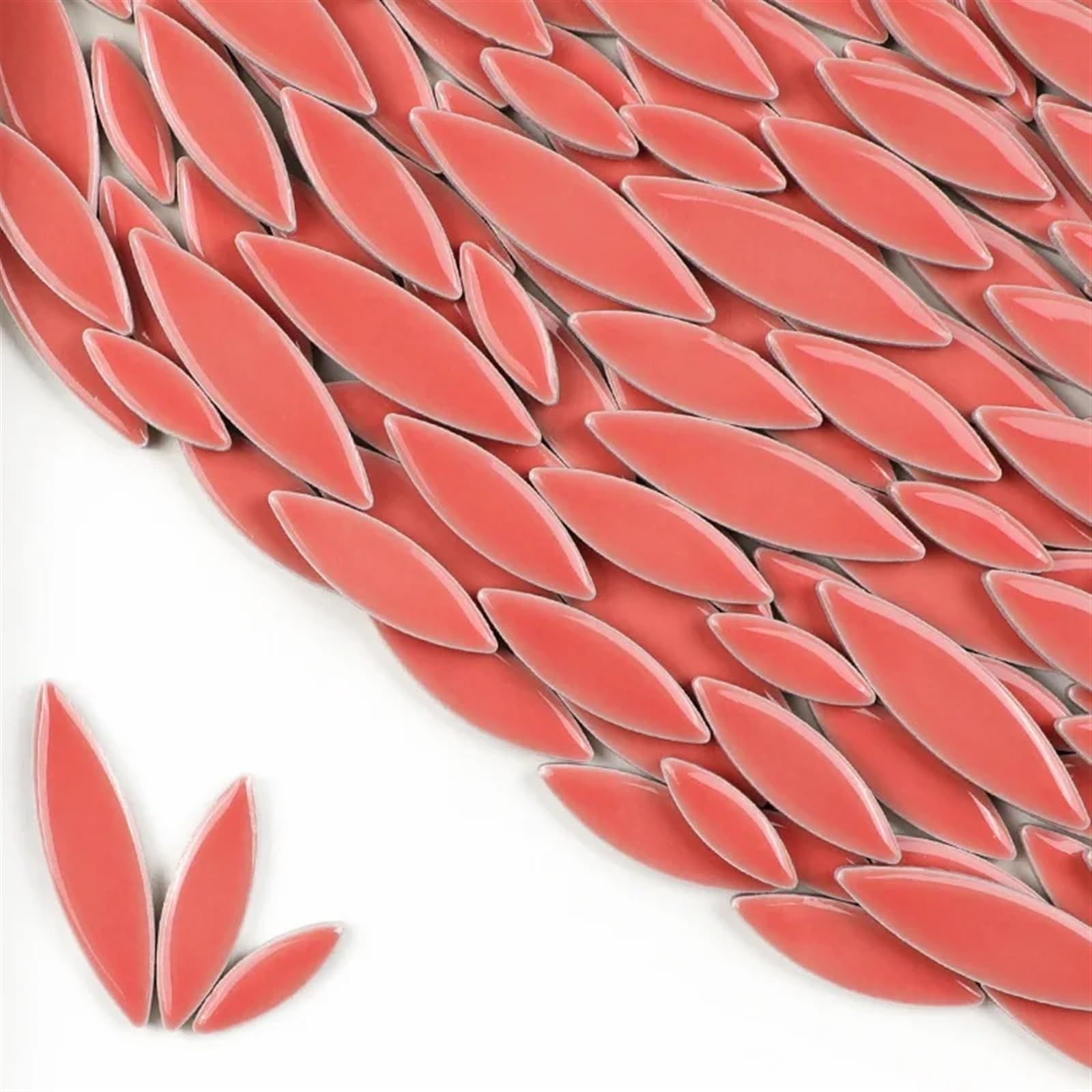 Xlyrriun Light Red 85G Ceramic Petal Mosaic Tiles Diy Porcelain Leaf Tile Willow Leaves Making Stones For Walls, Crafts(Light Red)