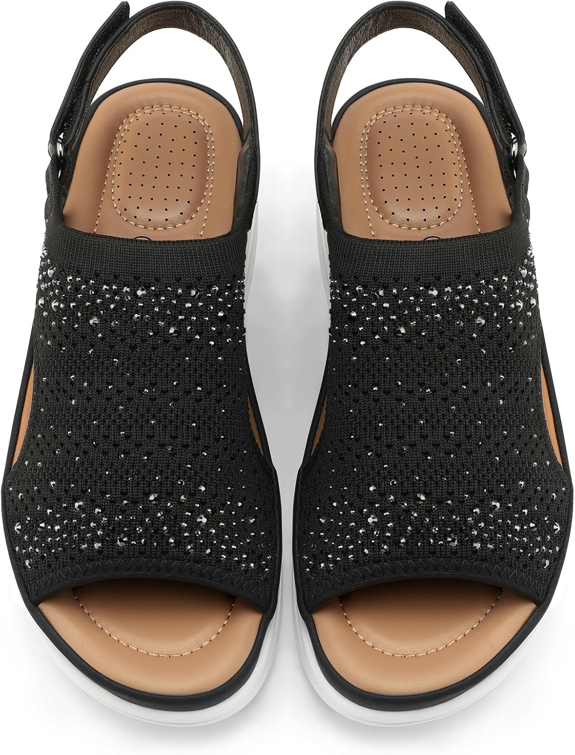 mysoft Women's Comfortable Air Cushion Support Walking Sandals Breathable Knit Slingback Platform Shoes