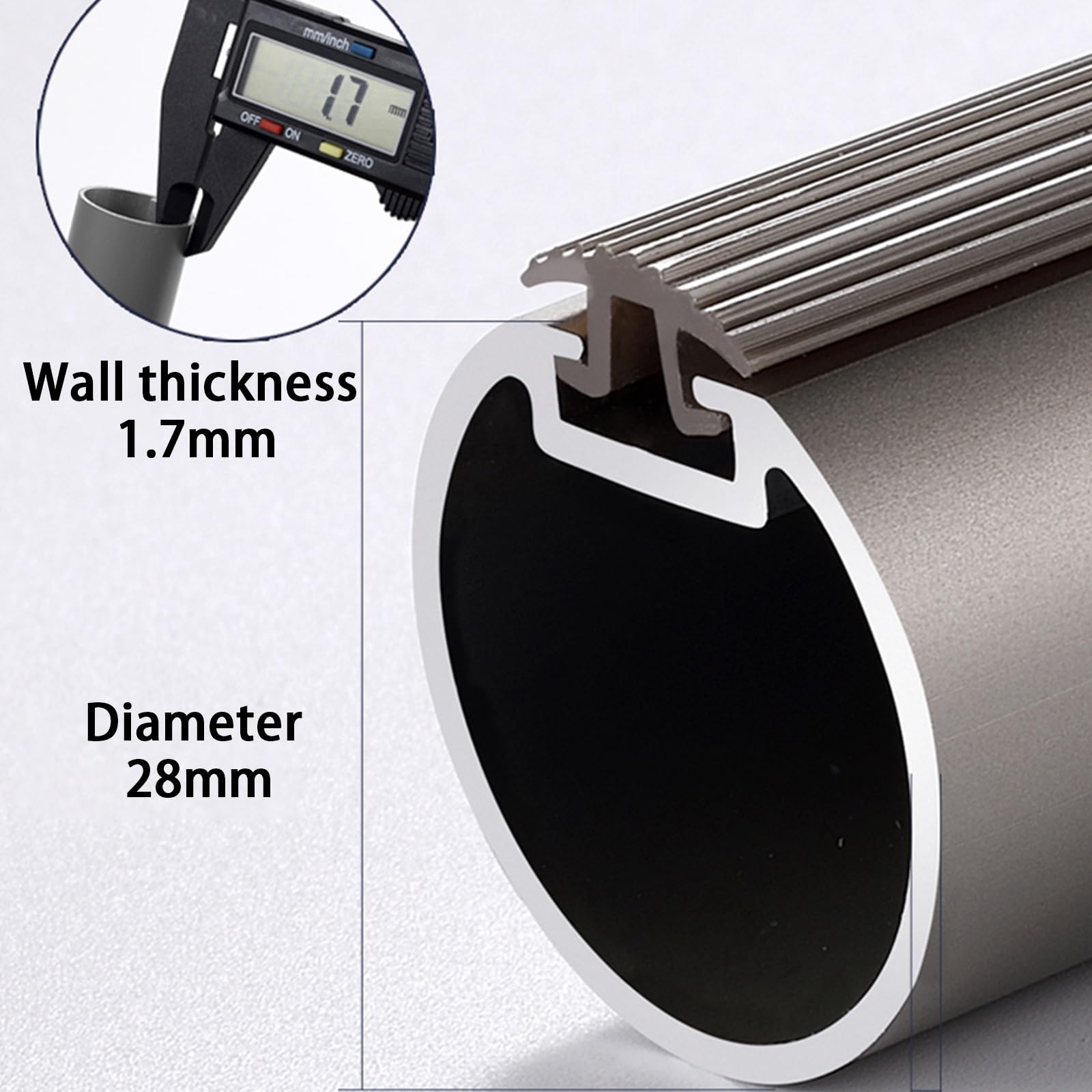 Tringle à rideaux réglable avec supports et embouts - 1 m à 3 m - Support mural en aluminium - Blanc et gris - Parfaite pour la décoration de la maison, des camping-cars et des hôtels
