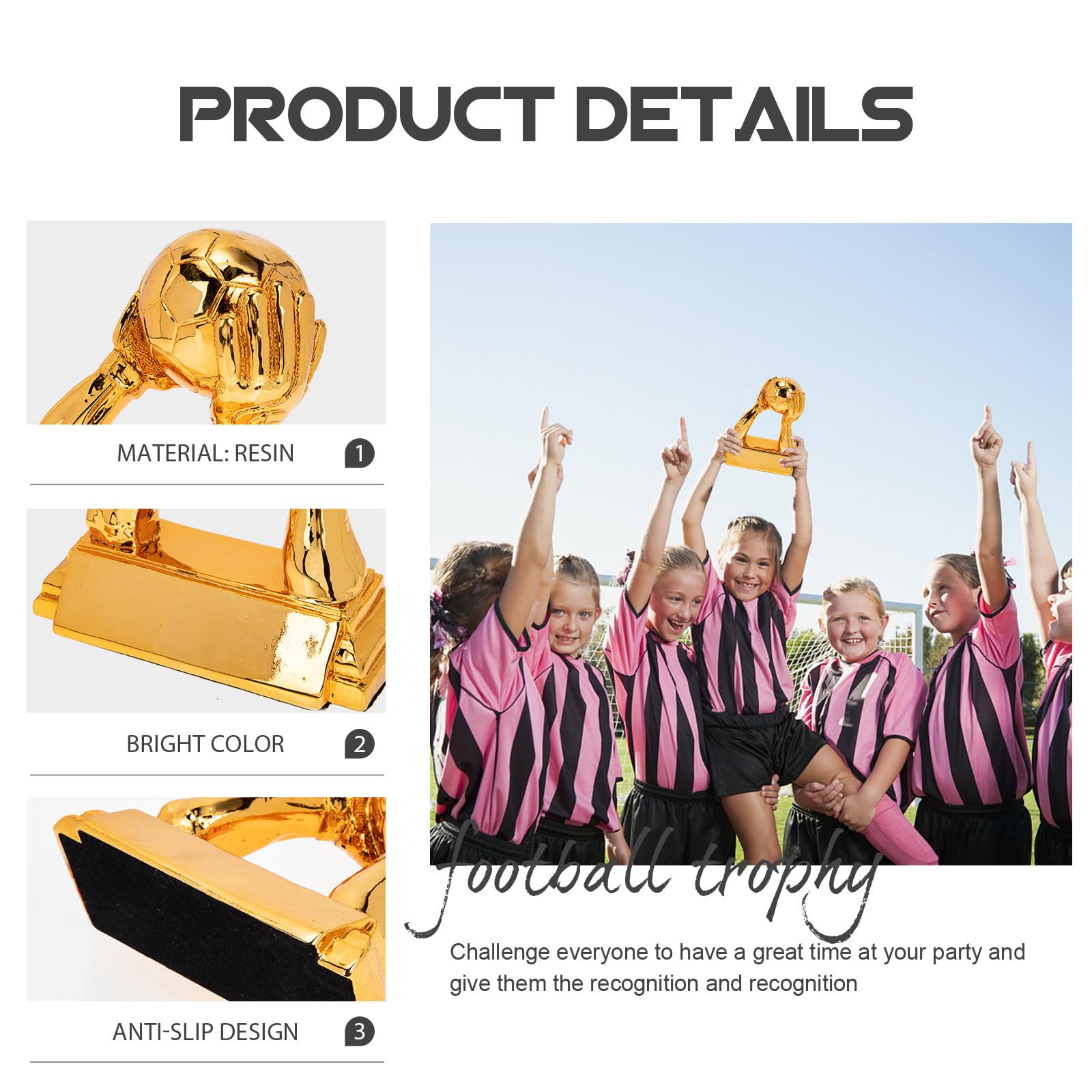 Healeved Trofeo de Fútbol Dorado de Resina Resistente para Almacenamiento Prolongado, Diseño Atractivo y Estilizado Adecuado para Aficionados y Porteros