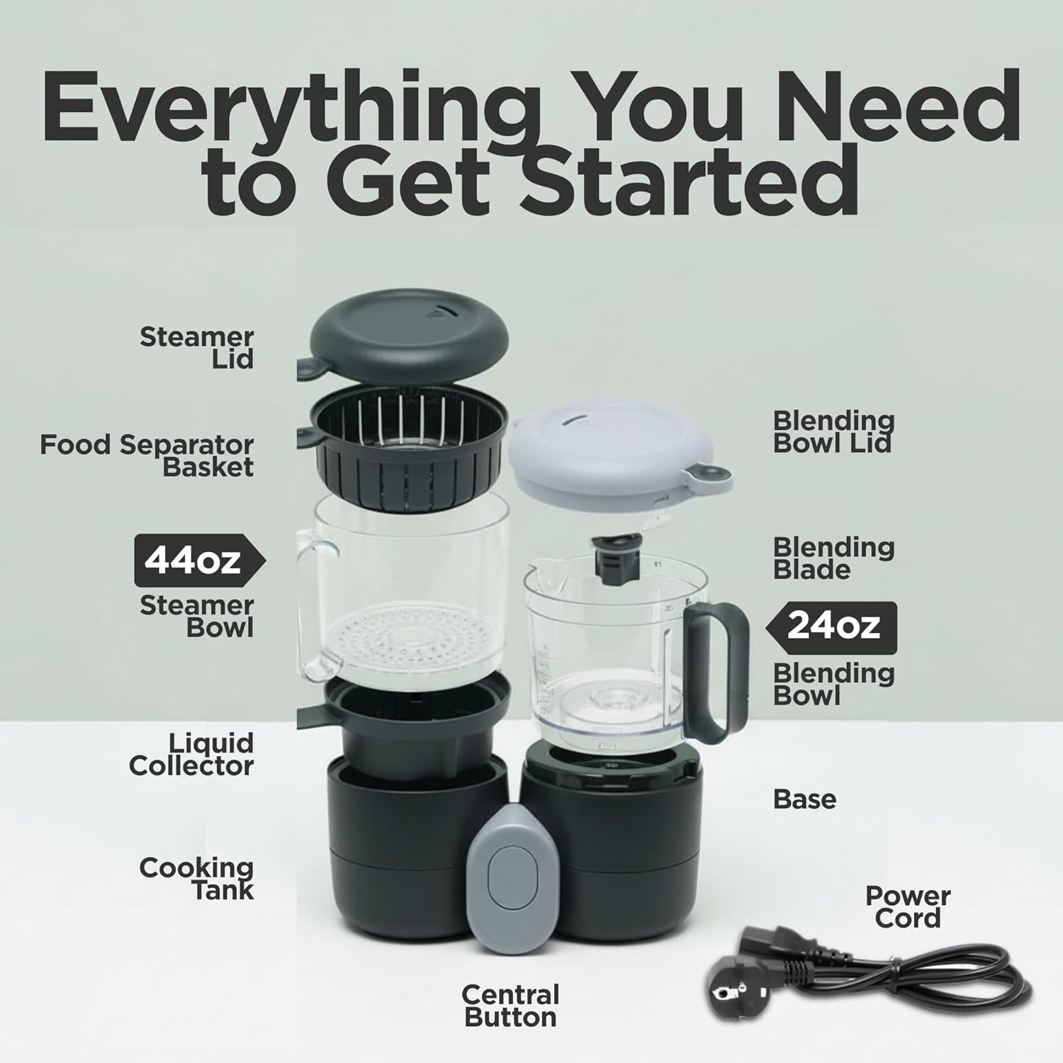 Baby Food Maker Steamer and Blender, 4 in 1 Multifunction Baby Food Processor and Steamer with Blender, Defrosting & Reheating, Use as Puree Maker and Grinder Machine for Feeding Set Essentials, 68 oz