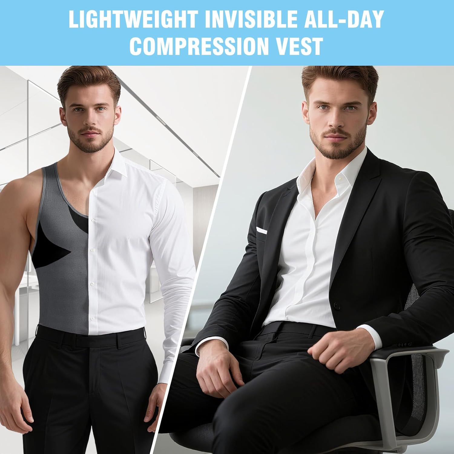 Compression Shirt Men Shapewear Slimming Body Shaper Vest Compression Tank Top Undershirt - Image 6