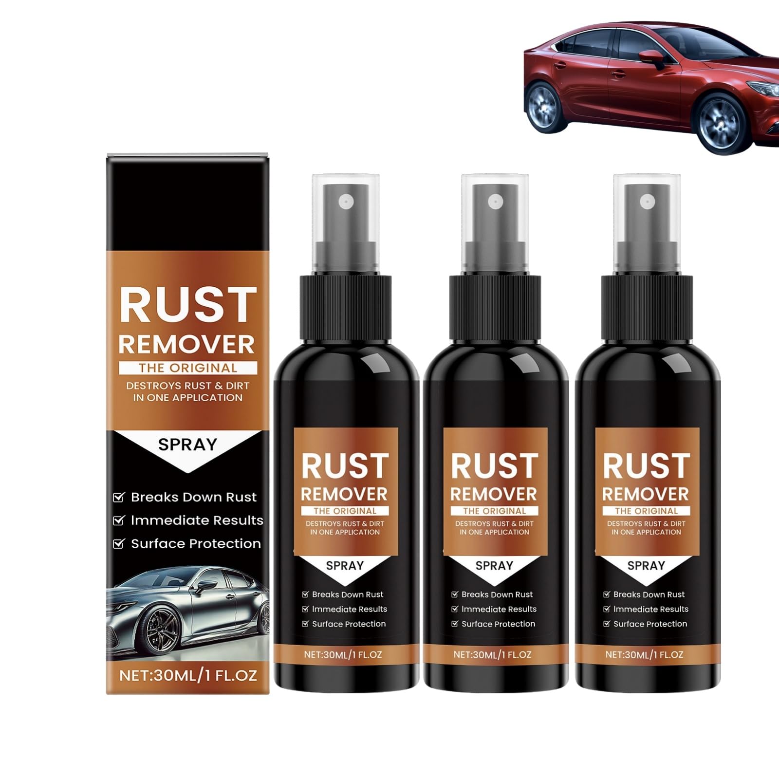 Flugrostentferner Auto,Rostentferner Spray,Rostlöser Spray,Rostschreck,Eisenfleckenreiniger,Entroster Sprays,Rost Entfernen Für Metall,Werkzeuge,Autos,Fahrradkette,Fahrrad(3 Stück)